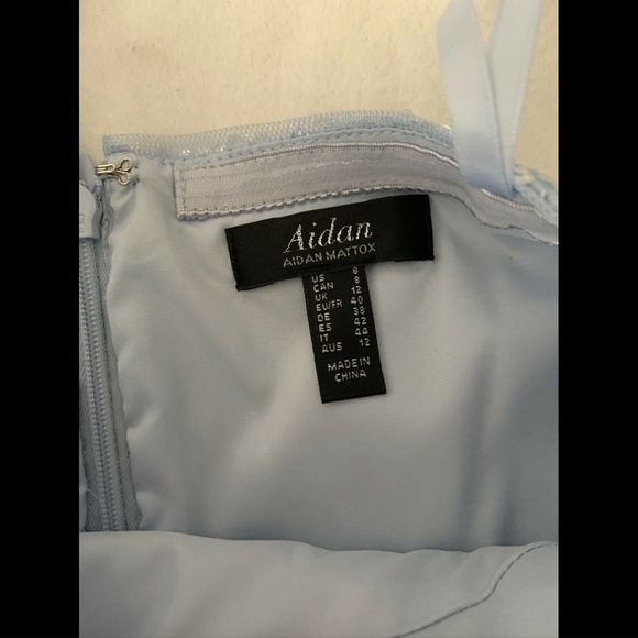 NWT $265 Aidan by Aidan Mattox One-Shoulder Sequin‎ Gown Mist [ SZ 8 ] #E923 - Picture 11 of 12